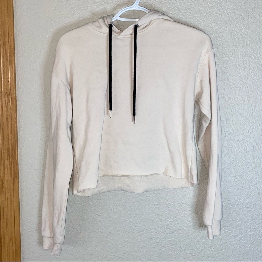 Garage cream cropped hoodie